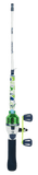 Green mini pocket fishing rod and reel with patterned sleeve; BRIYO on rod, PROFISHIENCY branding and 'P' logo