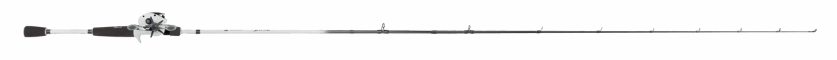 Side view of Profishiency Shadowcast baitcast combo with right-handed silver reel and 7' medium-heavy two-piece rod
