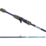 Angled view of Profishiency Krazy Kool casting rod with foam grips, trigger reel seat and blue blank on white
