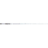 Full-length side view of Profishiency Krazy Kool spinning rod showing cork split grip and stainless steel guides on white background