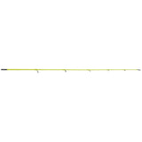 Neon yellow 2-piece spinning fishing rod section with four line guides and black butt cap