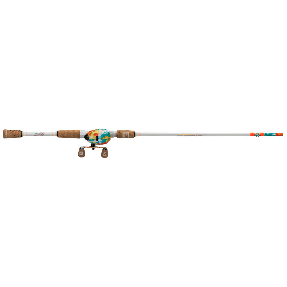 Krazy Recreational spincast rod with colorful patterned reel and cork handles
