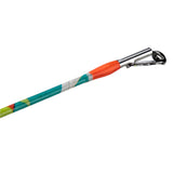 Colorful fishing rod tip with orange thread wrap and chrome guide ring