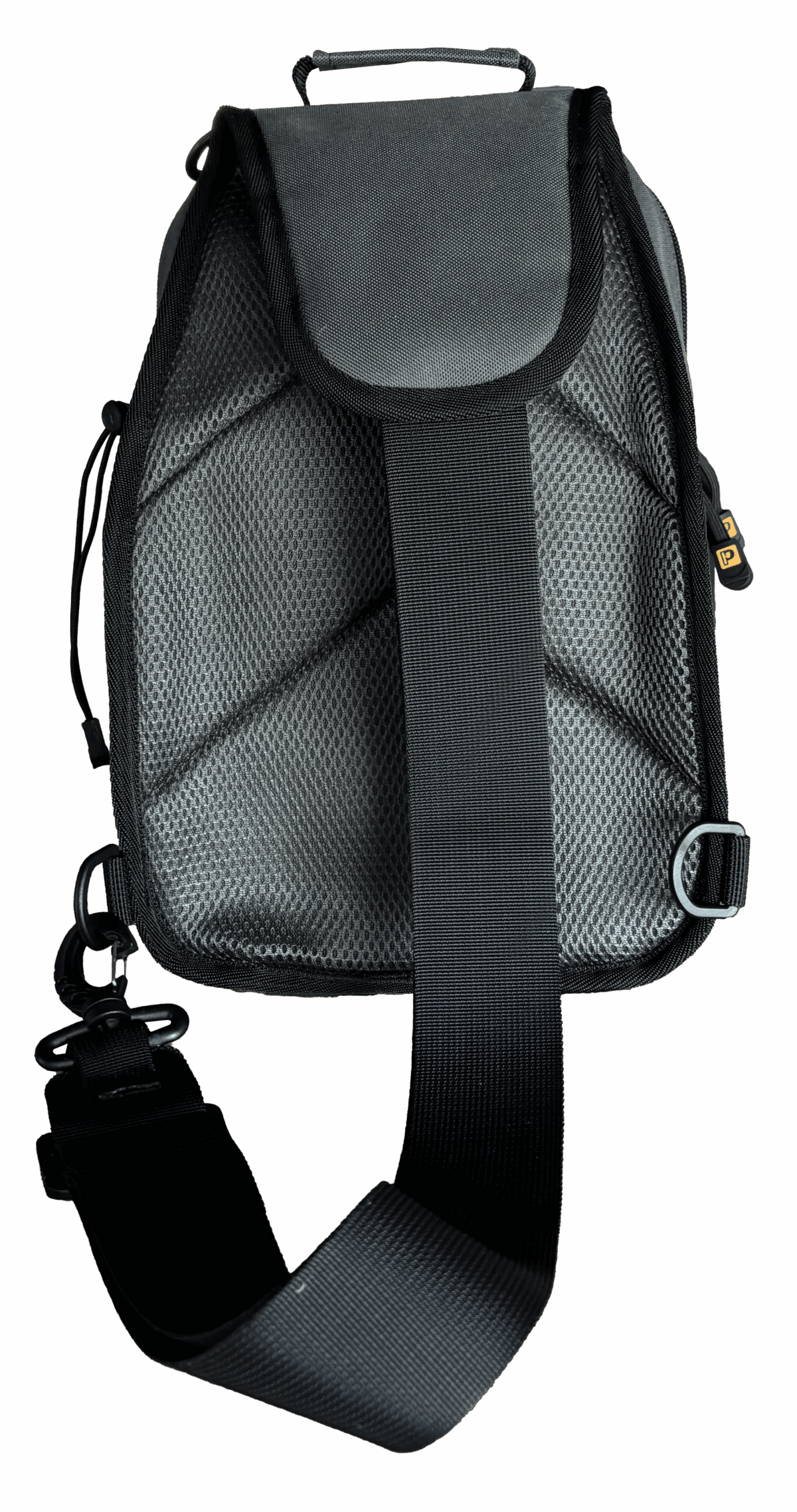 Rear view of Profishiency Alpha Pup sling bag showing padded mesh back and wide adjustable sling strap