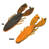 Two Bama craw flipping baits: Top darker brown with orange; Bottom bright orange with black flakes (labels 'Top' and 'Bottom').