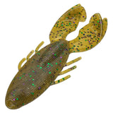 Watermelon Candy soft plastic crawfish flipping bait with green and purple glitter flakes
