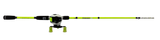 Side view of Profishiency DRIP baitcast combo, white and green 7ft IM7 graphite rod with baitcast reel on white background