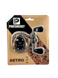 PROFISHIENCY RETRO baitcasting reel in camo blister pack, 26 IPT