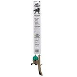 Front view of Jurassic World youth fishing kit with 29.5-inch rod, pre-spooled reel and green practice plug on white