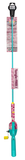 Front view of 34-inch Profishiency pink camo Tangle-Free rod and reel combo with turquoise shaft on white background