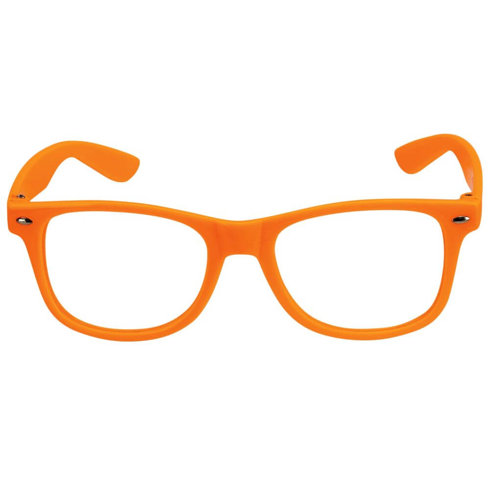 Bright orange kids tangle-free plastic eyeglass frames, rounded rectangular shape