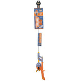 Kids fishing rod with orange handle and Blippi packaging, labeled KID CASTERS and TANGLE FREE, includes novelty glasses.