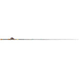 Side view of Profishiency Krazy 3 baitcast combo showing baitcasting reel, full-length cork handle, and rod guides on white background