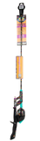 Front of Krazy 3 Tangle-Free 34in inline rod and reel combo, preloaded reel and colorful patterned shaft on white background