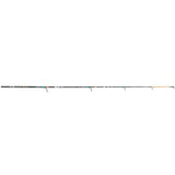 Krazy 3 two-piece youth spinning rod, full-length side view with multicolor blank and orange tip
