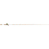 Krazy Casting baitcasting rod-and-reel combo, colorful patterned blank and cork handle — full-length side view