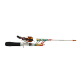 Side view of Profishiency Krazy Tiny pocket spincast combo with orange micro reel, telescopic colorful rod, and black foam handle