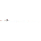 Orange Kid Casters micro spincast fishing rod with side-mounted reel, full-length view