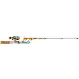 Krazy Pocket colorful youth casting rod and reel combo with cork handle, full-length rod shown