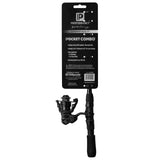 Front view of Profishiency Pocket Combo telescopic rod and micro spinning reel showcasing foam grip and compact travel packaging on white background