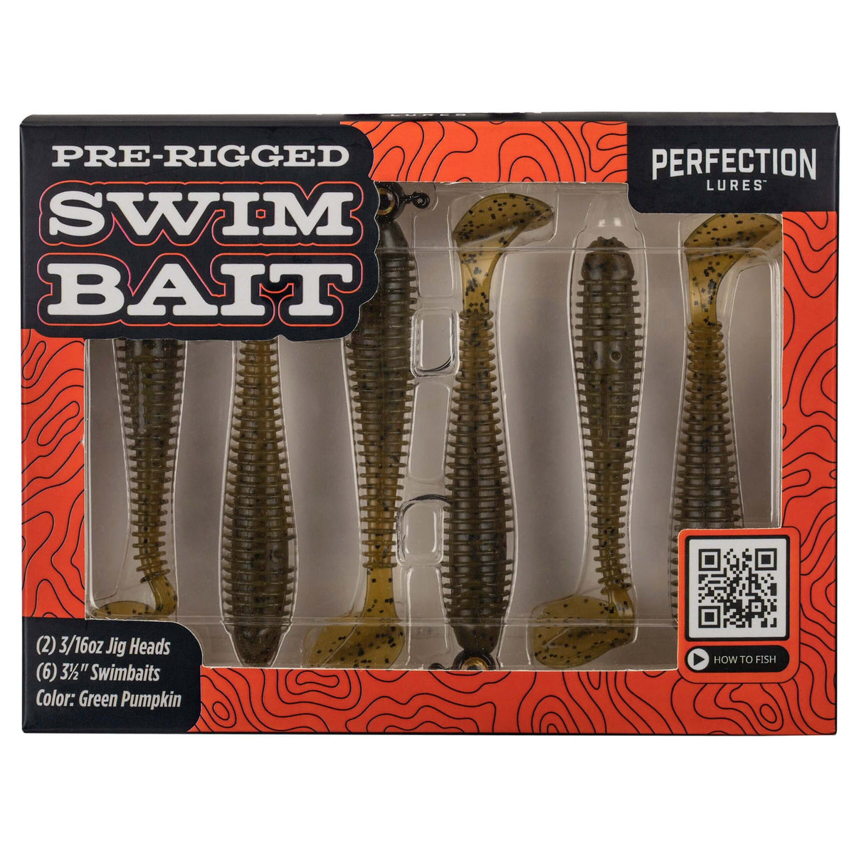 PRE-RIGGED SWIM BAIT - PERFECTION LURES; (2) 3/16oz Jig Heads; (6) 3½