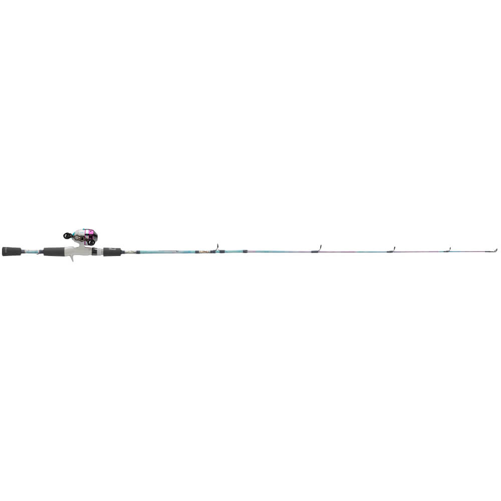 Profishiency marble spincast rod and reel, full side view