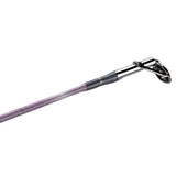 Spinning rod tip with chrome guide and purple patterned blank