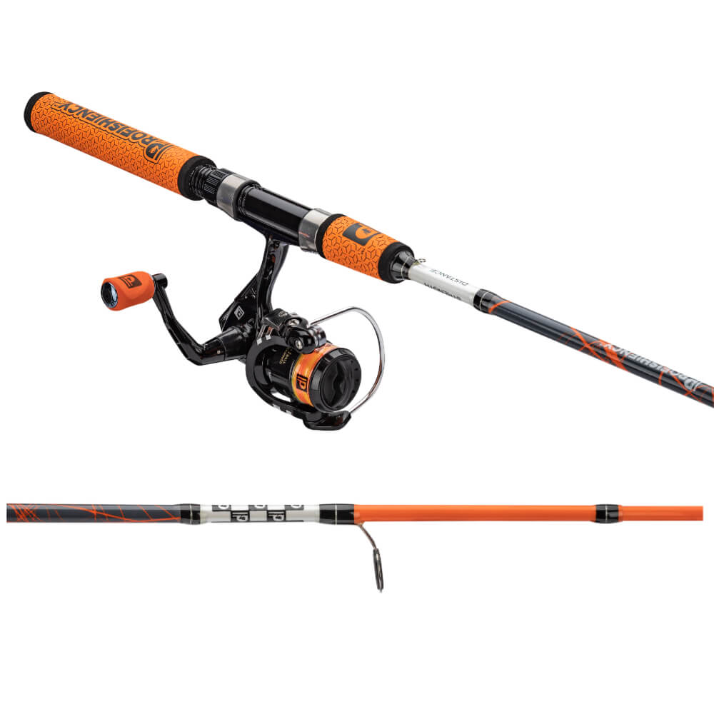 PROFISHIENCY P Pro 5 Spin youth spin rod and reel with orange grips and black reel