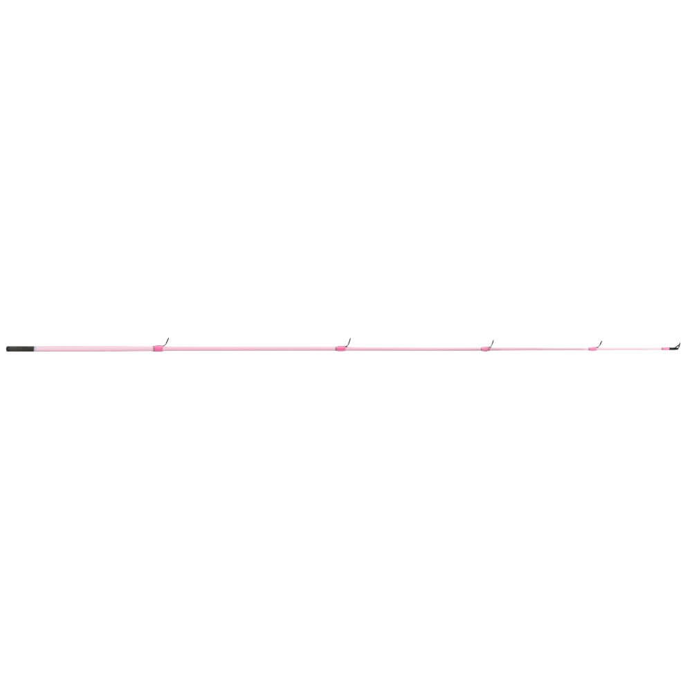 Pink two-piece Blush spincast fishing rod with four line guides