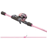 Pink Profishiency ProBlush spincast youth fishing rod and reel combo with foam grips