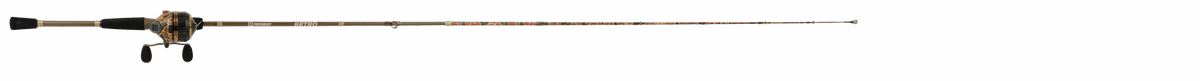 Side view of Profishiency RETRO spincast combo showing 6 ft two-piece fiberglass rod with EVA grips and spincast reel on white background