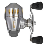 Profishiency Sniper silver spincast reel, top view — PROFISHIENCY SNIPER 6.5:1 Gear Ratio P
