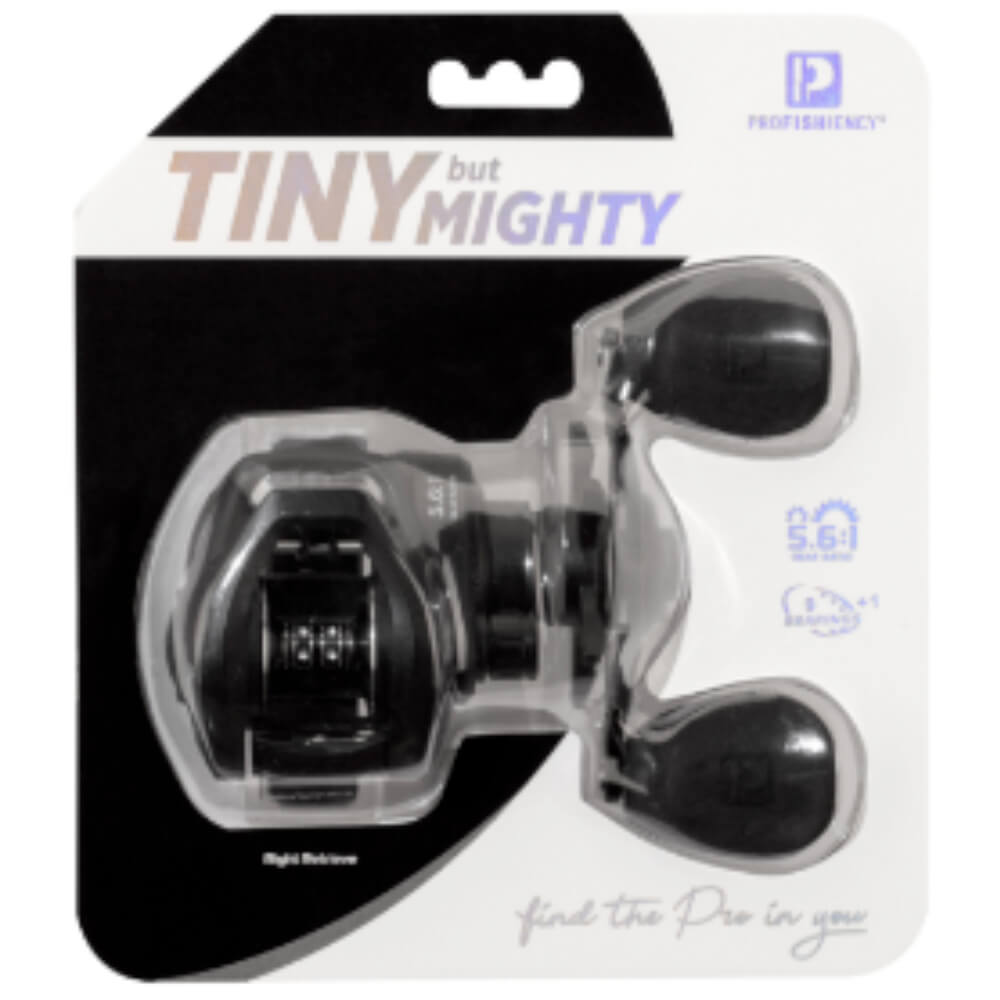 PROFISHIENCY packaging: TINY but MIGHTY baitcast reel, 5.6:1; find the Pro in you