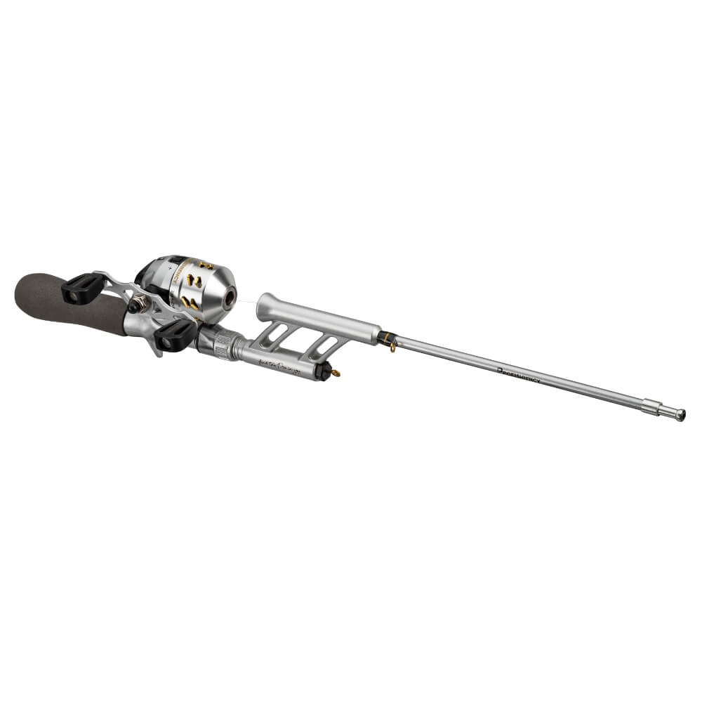 Silver PROFISHIENCY tiny spincast kids rod-and-reel combo with foam handle