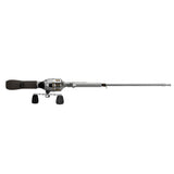 Short silver spincast fishing rod and reel with foam handle and dual knob reel