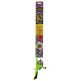 Front view of Teenage Mutant Ninja Turtles 29.5-inch youth fishing pole with green rod and pre-spooled reel