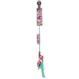 Kid Casters tangle-free kids fishing rod and reel, teal handle with pink camo accents, packaged