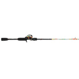 Side view of Profishiency Next Gen Krazy Black 5 ft 6 in baitcast combo with compact reel and EVA grips on white background