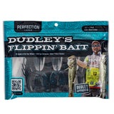 Perfection Lures packaging: DUDLEY'S FLIPPIN' BAIT — Color: Black & Blue — DUDLEY APPROVED; HOW TO FISH