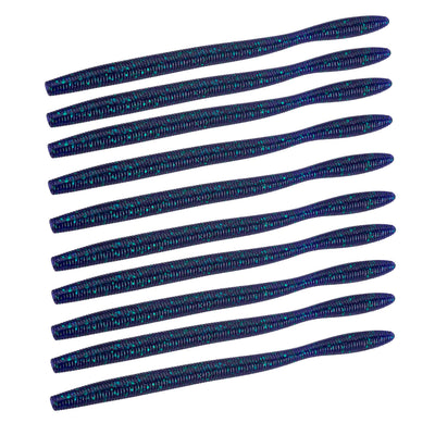 Front of Perfection Lures Dudley's Finesse Worm 6-inch pack with green soft-plastic worms visible, blue packaging and angler photo