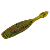 ribbed watermelon-red soft-plastic nedbait lure with black and red flakes