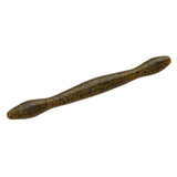 Wackyworm soft-plastic fishing lure, green pumpkin color with violet flakes