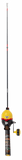 Full-length view of Monster Jam youth fishing pole with pre-spooled spincast reel and large kid-friendly knob