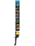 Front view of Profishiency Kid Casters Monster Jam youth fishing pole showcasing Monster Jam truck graphics and yellow reel on white background