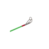 Close-up of Teenage Mutant Ninja Turtle Youth Fishing Pole tip showing green rod, red thread wrap and metal guide on white