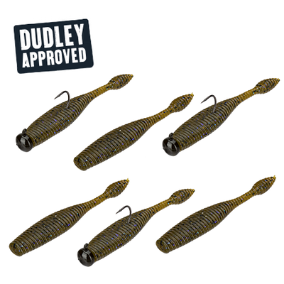 DUDLEY'S PRE-RIGGED NED RIG box with PERFECTION LURES logo; SCAN ME HOW TO FISH; DUDLEY APPROVED
