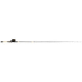 Front view of RealTree Pocket Combo rod and inline reel showing camo handle and red-accent reel on backing card