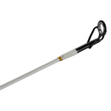 White fishing rod tip with black guide ring and gold thread wrap