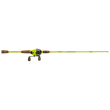 PROFISHIENCY FLASH neon yellow spincast rod and reel with cork handles