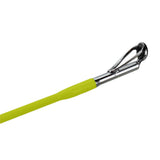 Spincast rod tip with chrome line guide and lime-yellow rod blank